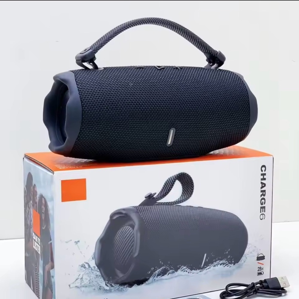 Portable Black Waterproof Bluetooth Speaker with Strap - Charge6